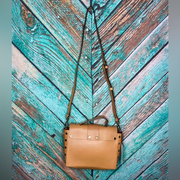 Sandro Paris Light Tan Leather Abby Cartable Leather Satchel - Picture 12 of 14